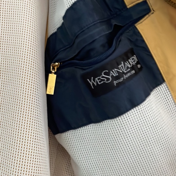 Vintage Ysl 90s windbreaker hidden hood yellow and blue George Constanza - Picture 4 of 8